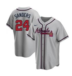 Men's Atlanta Braves #24 Deion Sanders Grey Cool Base Stitched Jersey Men's Atlanta Braves #24 Deion Sanders Grey Cool Base Stitched Jersey